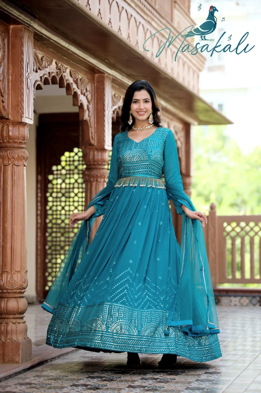 Vardan Ethnic Masakali Vol 31000 Pure Georgette Wholesale Designer Gown with Dupatta Exclusive Collection Catalog — Wholesale Kurtis, MPA wholesale from Surat - Gallery Image 3